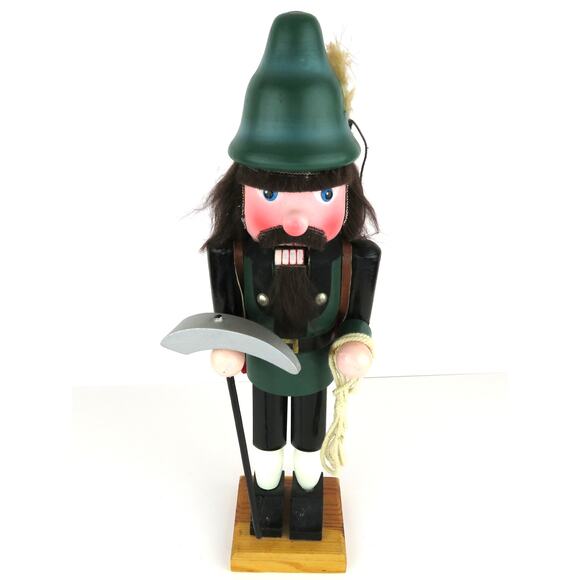 Vintage 15" Wooden Nutcracker Mountain Climber Green Hat Red Pack Germany Style - Picture 12 of 12